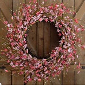 Brand New Never Used - Artificial Pink Forsythia Wreath 18in outside diameter
